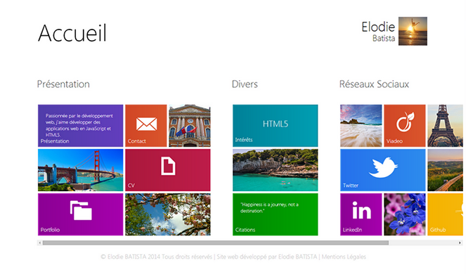 Home page in Windows 8 Style
